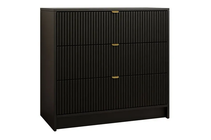 Novaj Hög byrå 80x40x75 cm i Trä med Förvaringslådor, Svart