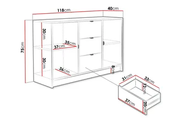 Novaj Highboard - Svart - Förvaring - Skåp - Förvaringsskåp
