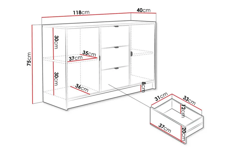 Novaj Highboard - Vit - Förvaring - Skåp - Förvaringsskåp