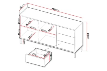 Querty Skåpsbyrå 150x80x41 cm - Natur/Svart - Förvaring - Skåp - Förvaringsskåp