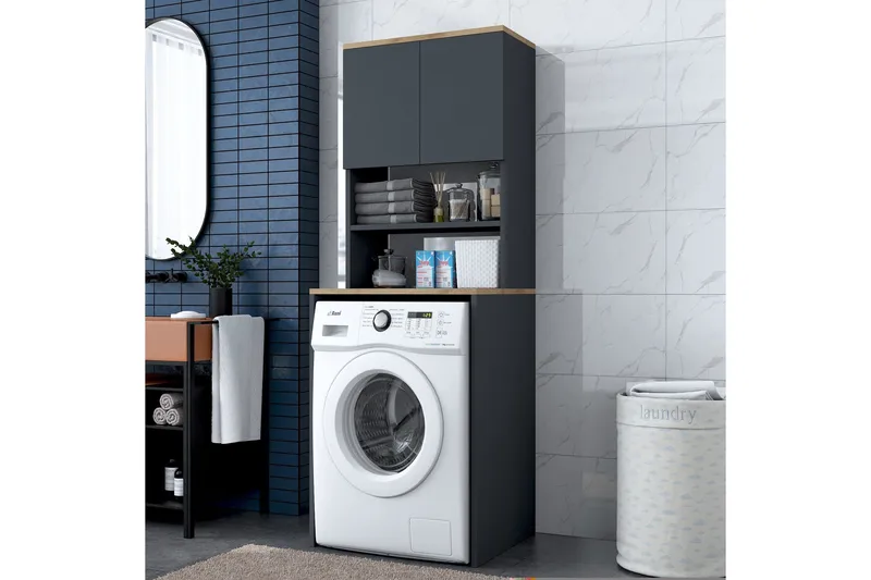 Ramdev Highboard - Valnöt/Antracit - Förvaring - Badrumsförvaring - Tvättställsskåp & kommod