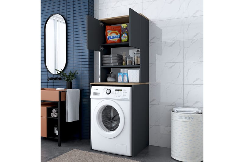 Ramdev Highboard - Valnöt/Antracit - Förvaring - Badrumsförvaring - Tvättställsskåp & kommod