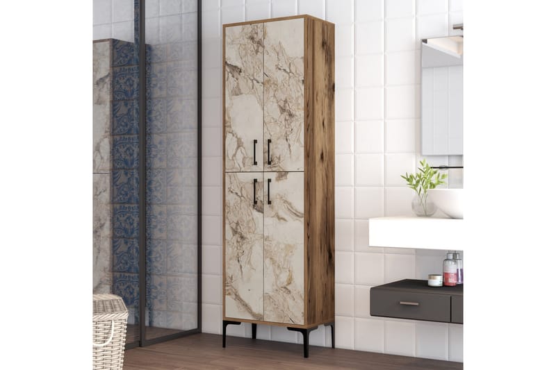 Retzow Highboard 60x35 cm - Brun/Vit - Förvaring - Skåp - Förvaringsskåp