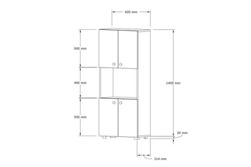 Rinorea Köksskåp 60x140 cm - Vit - Förvaring - Skåp - Förvaringsskåp