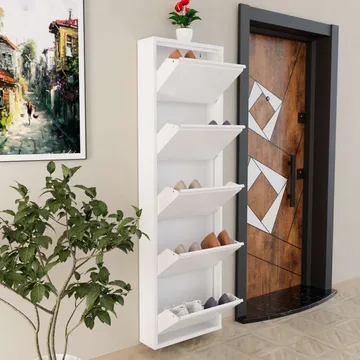 Rylanis Skoskåp 50x169 cm - Vit - Förvaring - Skåp - Förvaringsskåp