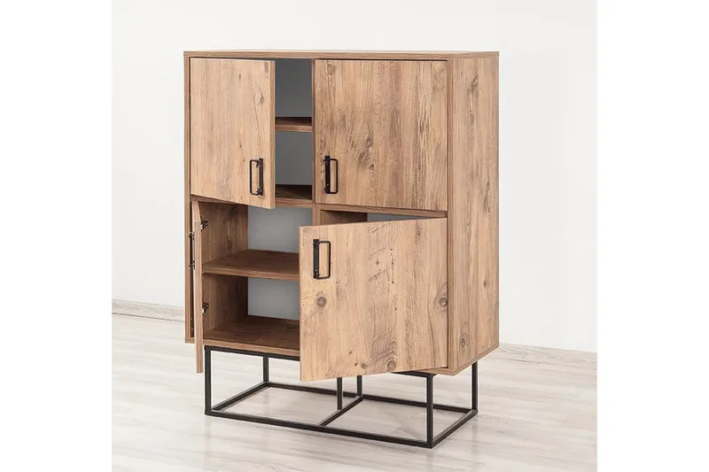 Sapphira Förvaringsskåp 4 Dörrar - Trä/Svart - Förvaring - Skåp - Förvaringsskåp