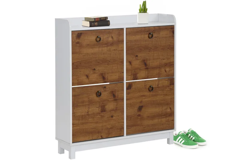 Shellake Skoskåp 92x25 cm - Vit/Natur - Förvaring - Skåp - Förvaringsskåp