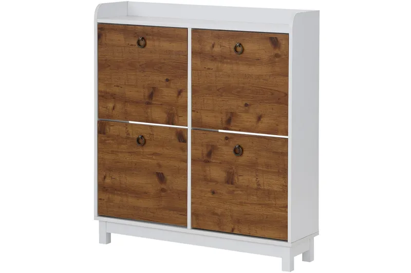 Shellake Skoskåp 92x25 cm - Vit/Natur - Förvaring - Skåp - Förvaringsskåp