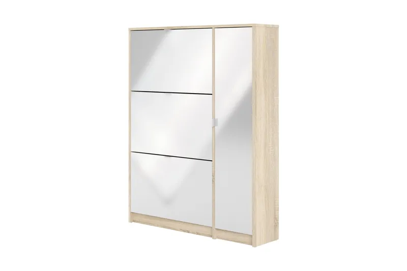 Shoey Skoskåp 3 Fack - Trä/natur/Vit - Förvaring - Skåp - Förvaringsskåp