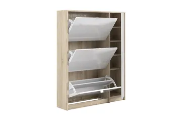 Shoey Skoskåp 3 Fack - Trä/natur/Vit - Förvaring - Skåp - Förvaringsskåp