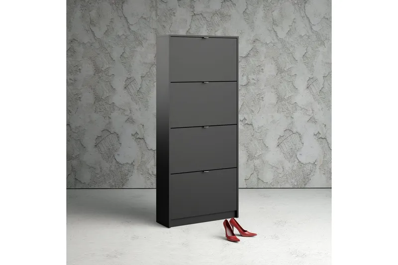 Shoey Skoskåp 4 Fack - Svart - Förvaring - Skåp - Förvaringsskåp