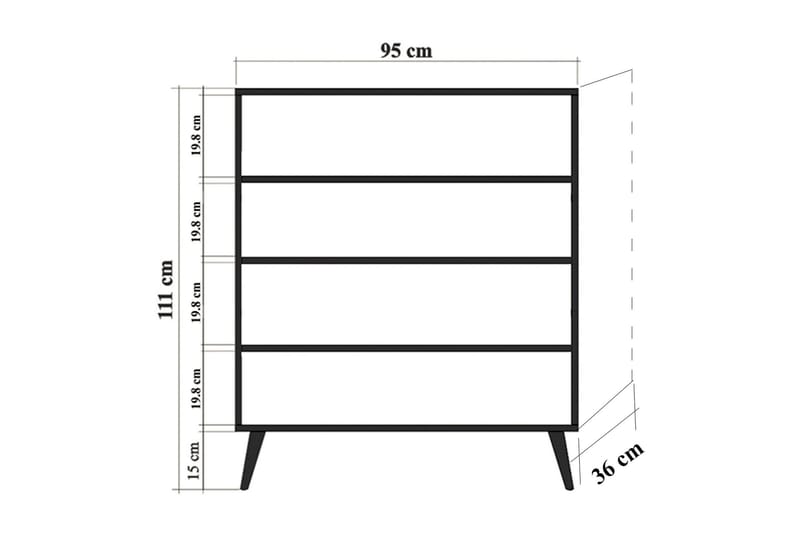 Skåp Dirk 95 cm Körsbärsblom - Brun/Grön - Förvaringsskåp