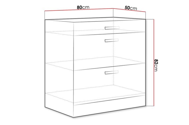 Skåp med dörrar Bianco 80x52x82 cm - Grå/Vit Högglans - Förvaringsskåp