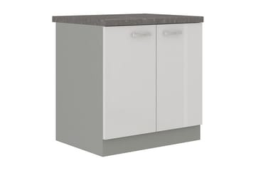 Skåp med dörrar Bianco 80x52x82 cm - Grå/Vit Högglans - Förvaring - Skåp - Förvaringsskåp