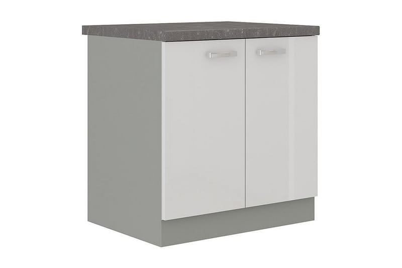 Skåp med dörrar Bianco 80x52x82 cm - Grå/Vit Högglans - Förvaring - Skåp - Förvaringsskåp