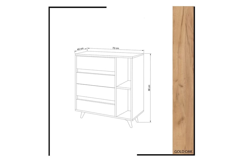 Skåpsbyrå 40x70 cm - Guld/Natur/Gul - Förvaring - Skåp - Förvaringsskåp