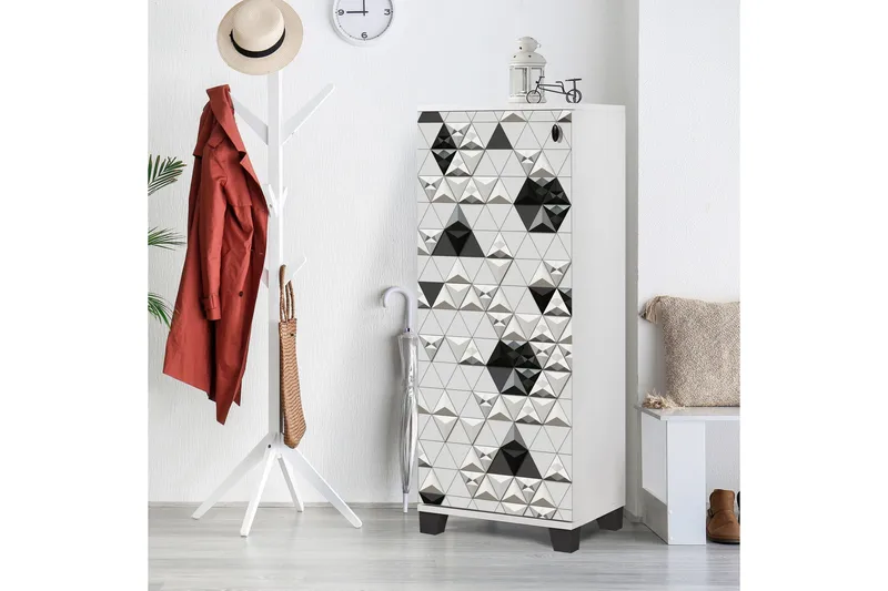 Skoskåp 38x50 cm - Vit/Svart - Förvaring - Skåp - Förvaringsskåp