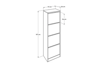 Skoskåp 51x157 cm - Vit - Förvaring - Skåp - Förvaringsskåp
