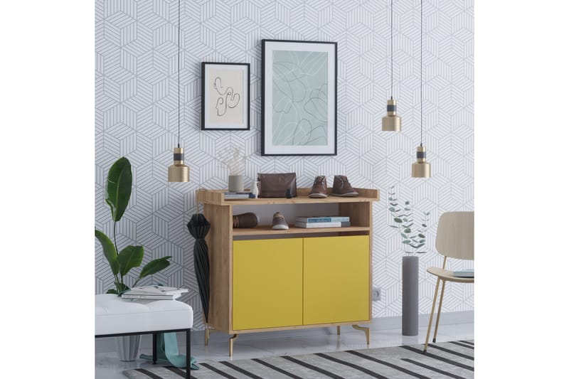 Skoskåp 52x100 cm - Guld/Natur/Gul - Förvaring - Skåp - Förvaringsskåp