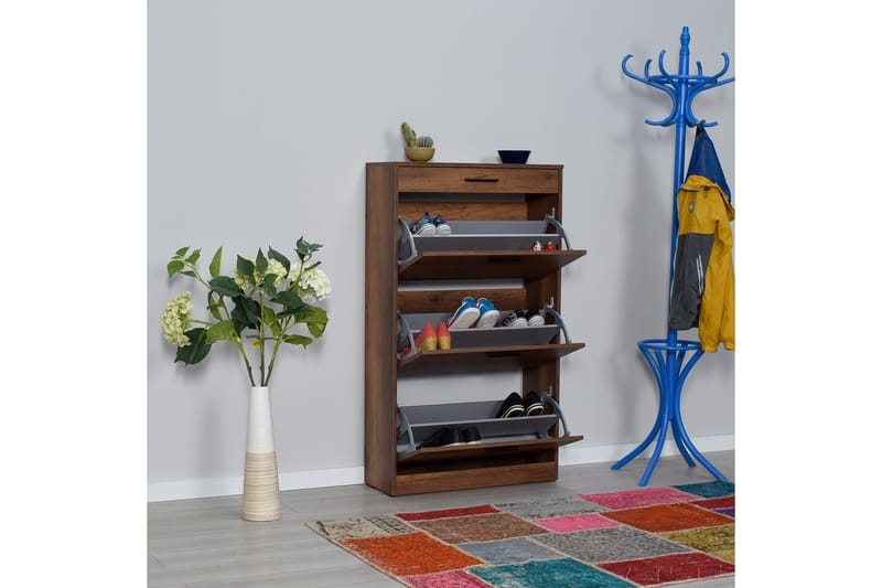 Skoskåp 75x128 cm - Valnöt - Förvaring - Skåp - Förvaringsskåp