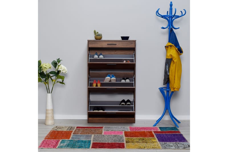 Skoskåp 75x128 cm - Valnöt - Förvaring - Skåp - Förvaringsskåp