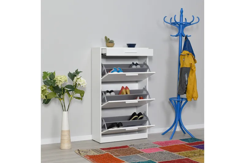 Skoskåp 75x128 cm - Vit - Förvaring - Skåp - Förvaringsskåp