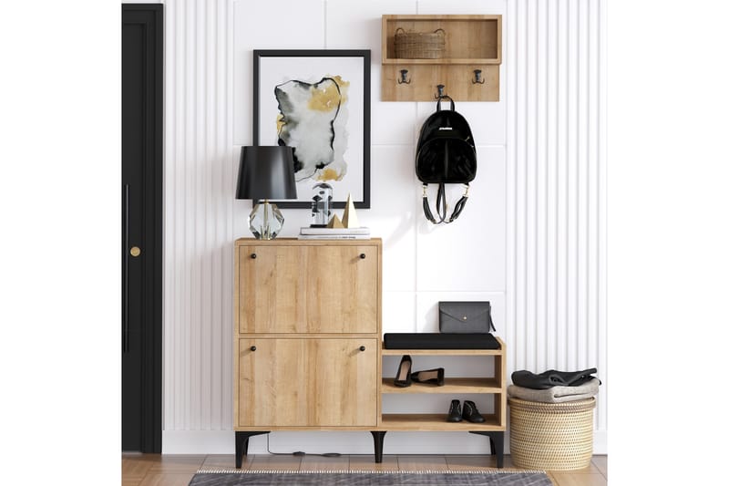 Skoskåp Bredene 110x35 cm - Natur - Förvaring - Skåp - Förvaringsskåp