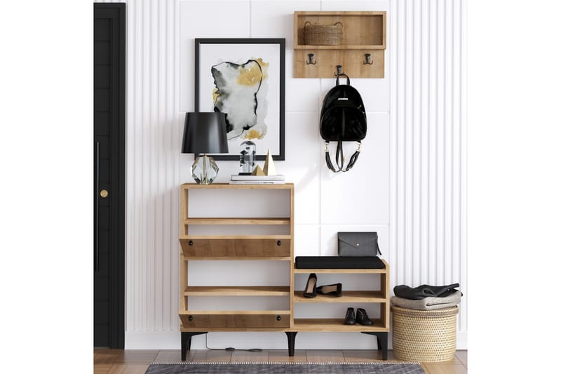 Skoskåp Bredene 110x35 cm - Natur - Förvaring - Skåp - Förvaringsskåp