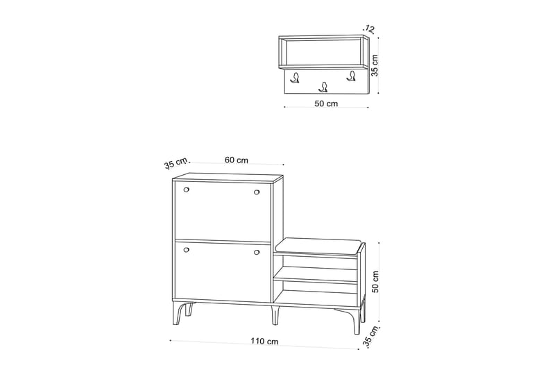 Skoskåp Bredene 110x35 cm - Natur - Förvaring - Skåp - Förvaringsskåp