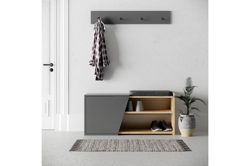 Skoskåp Finones 104x37 cm - Antracit/Trä/Natur - Förvaring - Skåp - Förvaringsskåp
