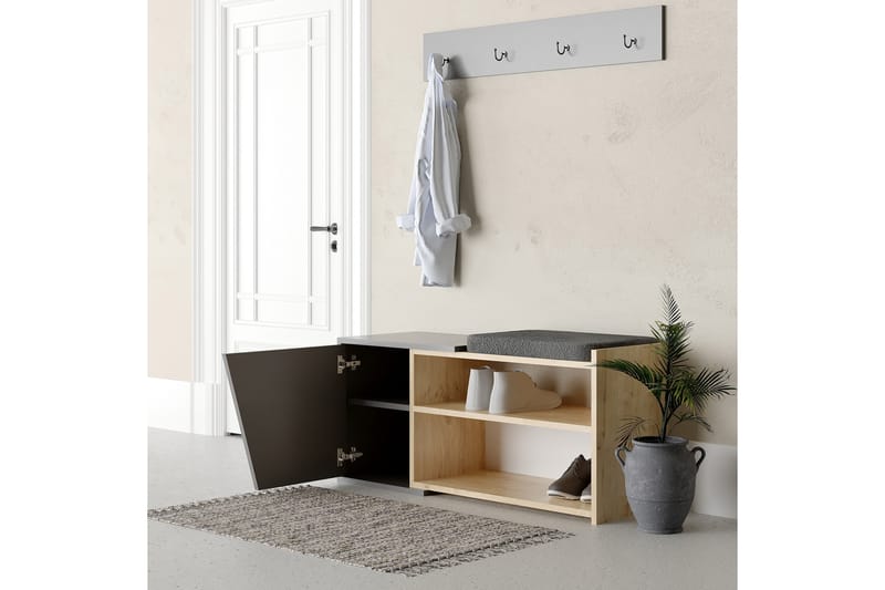 Skoskåp Finones 104x37 cm - Antracit/Trä/Natur - Förvaring - Skåp - Förvaringsskåp