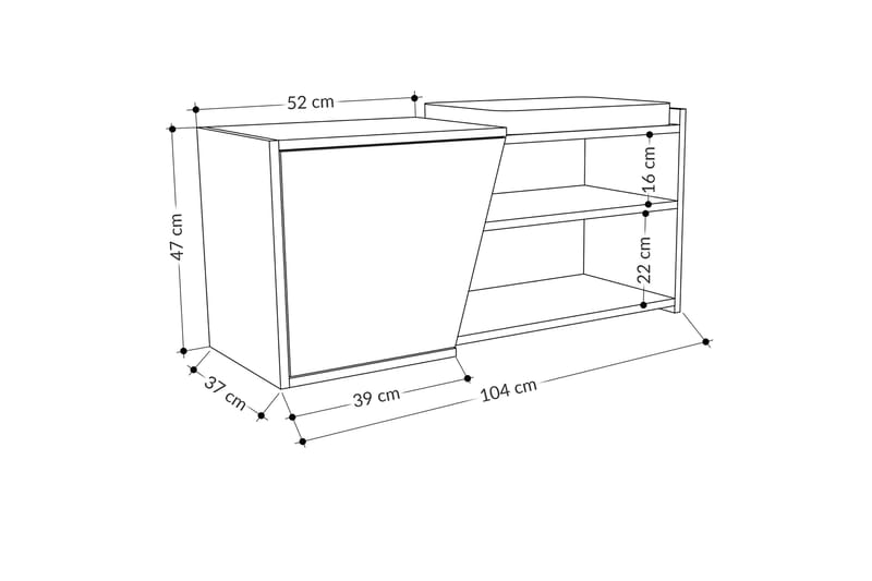 Skoskåp Finones 104x37 cm - Antracit/Trä/Natur - Förvaring - Skåp - Förvaringsskåp