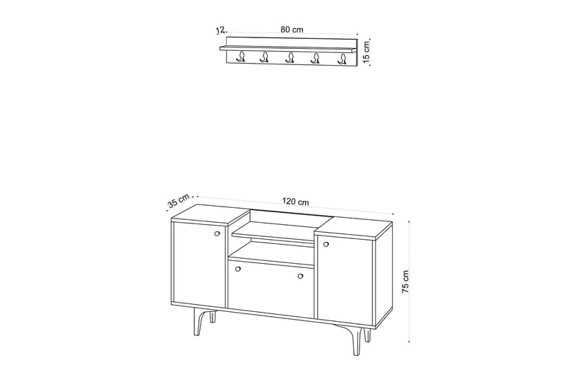 Skoskåp Gradyan 120x35 cm - Natur - Hallförvaring - Skoskåp - Förvaringsskåp