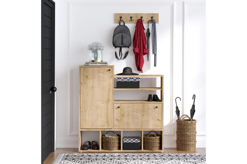 Skoskåp Hudale 35x100 cm - Natur/Vit - Förvaring - Skåp - Förvaringsskåp