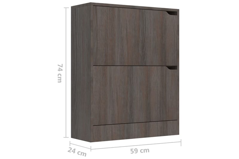 Skoskåp med 2 dörrar grå sonoma-ek 59x24x74 cm spånskiva - Grå ek - Hallförvaring - Skoskåp - Förvaringsskåp