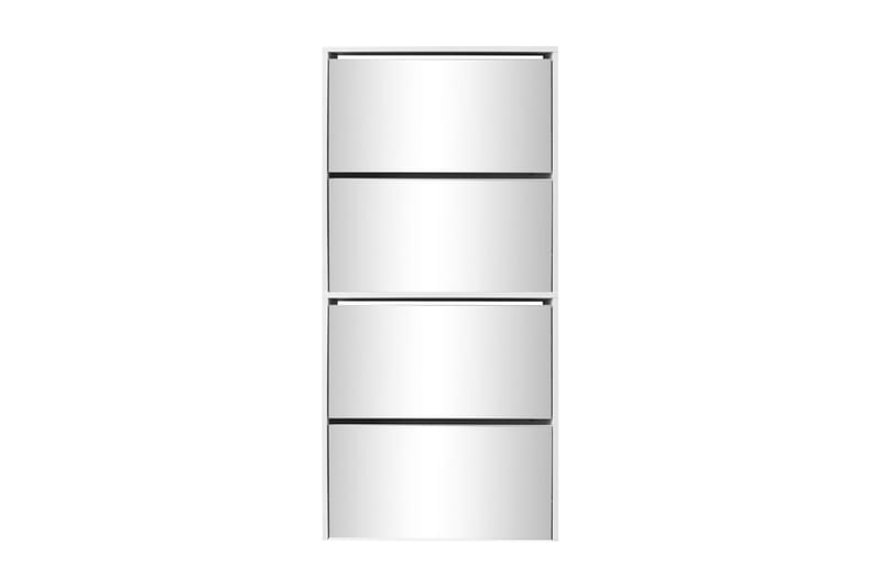 Skoskåp med 4 lådor och spegel vit 63x17x134 cm - Vit - Hallförvaring - Skoskåp - Förvaringsskåp