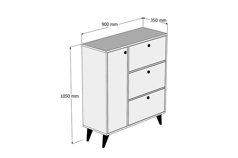 Skoskåp Miltar 35x90 cm - Natur/Gul/Vit - Förvaring - Skåp - Förvaringsskåp
