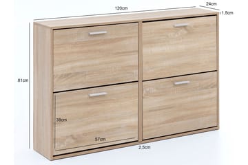 Skoskåp Munuz 120x24 cm - Trä|natur - Förvaring - Skåp - Förvaringsskåp