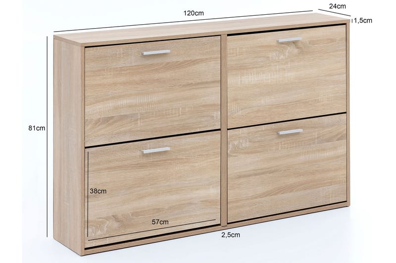 Skoskåp Munuz 120x24 cm - Trä|natur - Förvaring - Skåp - Förvaringsskåp