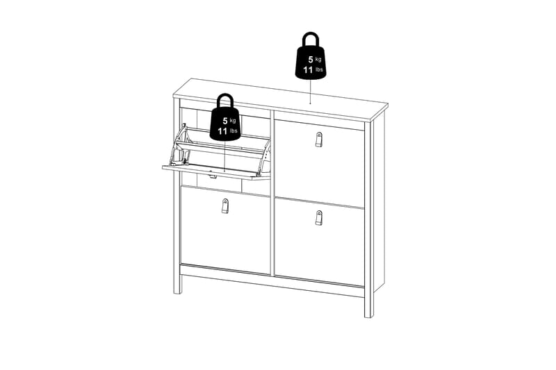 Skoskåp Osterholm 25x102 cm - Vit/Natur - Förvaring - Skåp - Förvaringsskåp