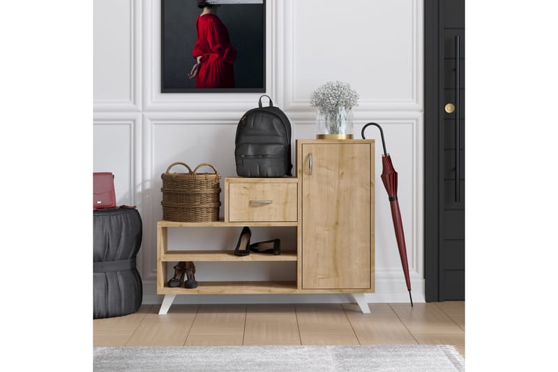 Skoskåp Retrosaria 90x33 cm - Blå/Natur - Förvaring - Skåp - Förvaringsskåp