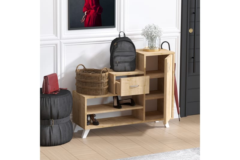 Skoskåp Retrosaria 90x33 cm - Blå/Natur - Förvaring - Skåp - Förvaringsskåp