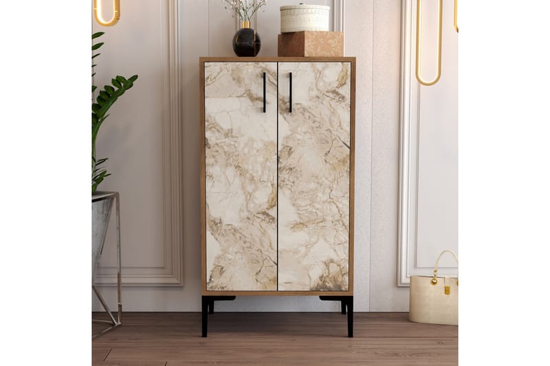 Skoskåp Praha 35x60 cm - Valnöt/Beige - Förvaring - Skåp - Förvaringsskåp