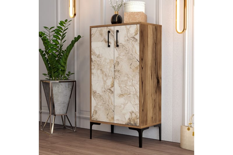 Skoskåp Praha 35x60 cm - Valnöt/Beige - Förvaring - Skåp - Förvaringsskåp