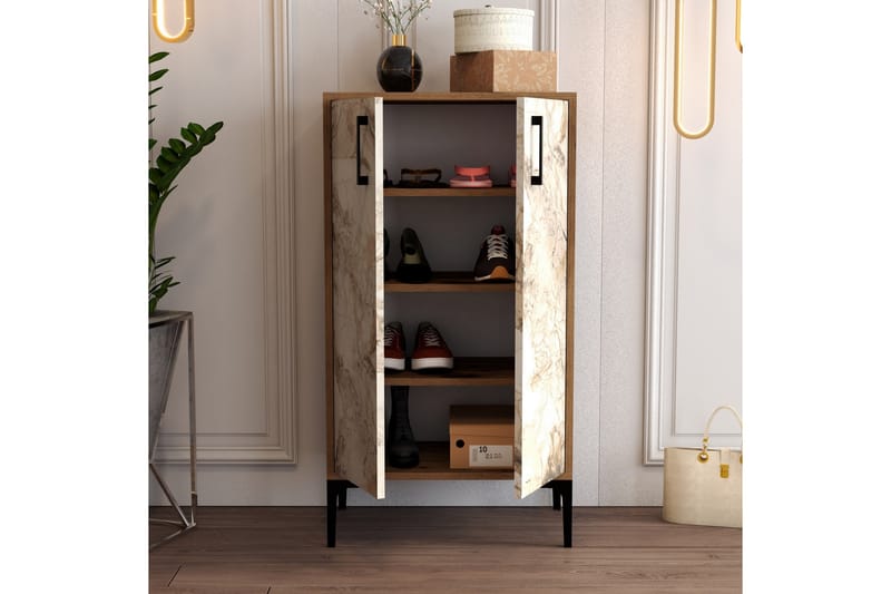 Skoskåp Praha 35x60 cm - Valnöt/Beige - Förvaring - Skåp - Förvaringsskåp