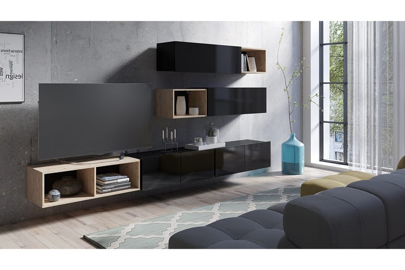 Tessan Väggenhet LED-belysning - Svart - Möbler - Soffa - Bäddsoffa - Bäddsoffa divan