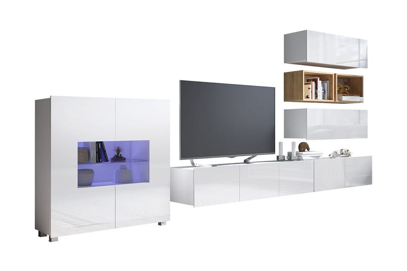 Tessan Väggenhet med Blå LED - Vit/Blå LED - Möbler - Barnmöbler - Förvaring barnrum - Skåp barnrum