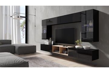Väggenhet Frick med Blå LED - Svart/Blå LED - Möbler - Barnmöbler - Förvaring barnrum - Skåp barnrum