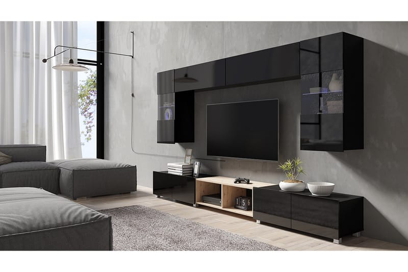 Väggenhet Frick med Vit LED, Svart/Vit LED