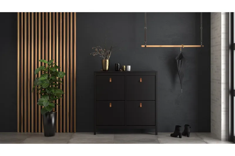 Vallvidera Skoskåp 25x102 cm - Svart/Natur - Förvaring - Skåp - Förvaringsskåp